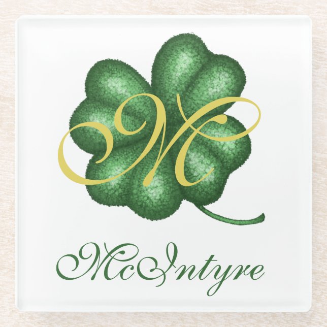 Dessous-de-verre En Verre Shamrock monogramme (Devant)