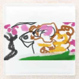 Dessous-de-verre En Verre Shiba Inu charry fleur