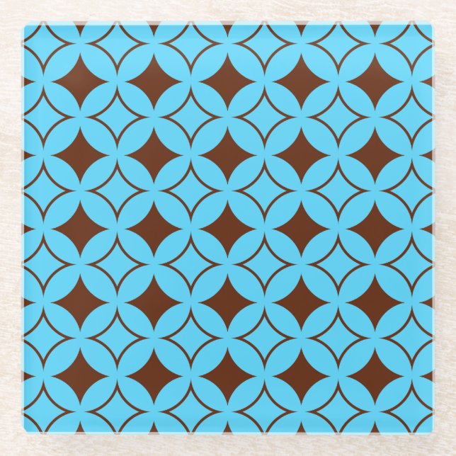 Dessous-de-verre En Verre Shippo bleu et marron (Devant)