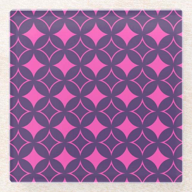 Dessous-de-verre En Verre shippo rose et violet (Devant)