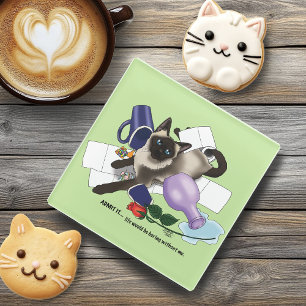 Dessous-de-verre En Verre Siamese Cat Mischief drôle