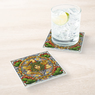 Dessous-de-verre En Verre Sicilian Trinacria  
