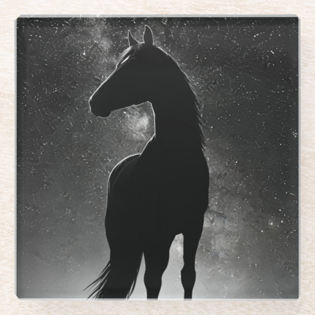 Dessous-de-verre En Verre Silhouette du cheval (Devant)