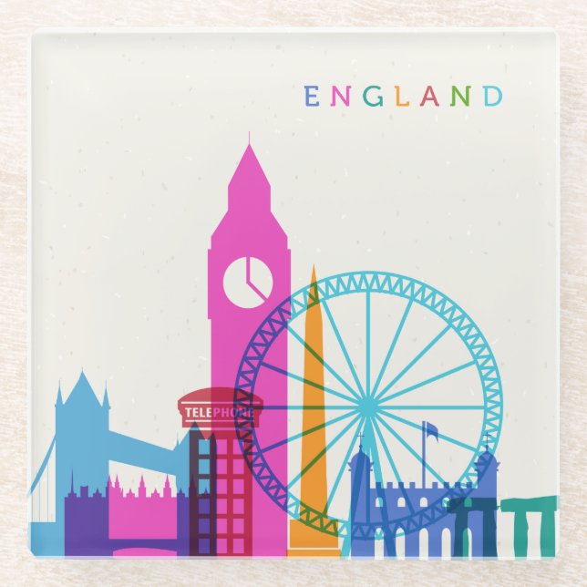 Dessous-de-verre En Verre Skyline d'Angleterre (Devant)