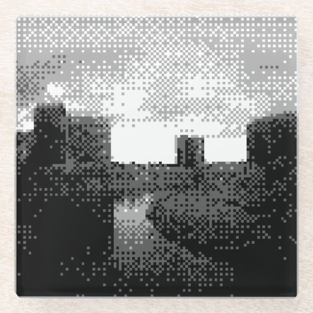 Dessous-de-verre En Verre skyline d'art pixel (Devant)