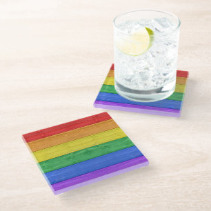 Dessous-de-verre En Verre SlipperyJoe's classique arc-en-ciel tactile fait m