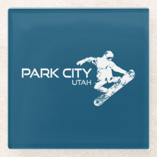 Dessous-de-verre En Verre Snowboardeur Park City Utah