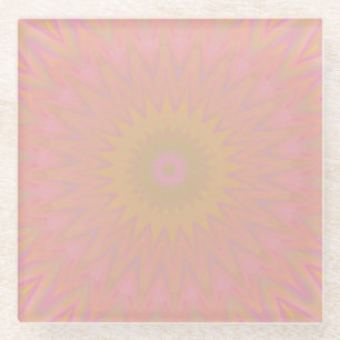 Dessous-de-verre En Verre Soleil rose, jaune et vert