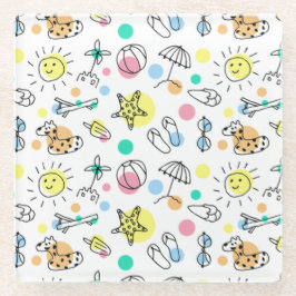 Dessous-de-verre En Verre Soleil souriant Été Plaisir mignon