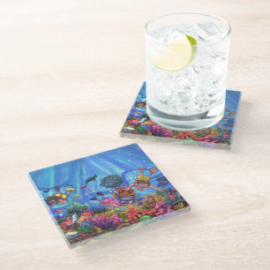 Dessous-de-verre En Verre Sous l'art de mer