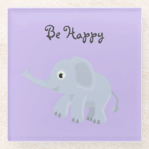 Dessous-de-verre En Verre Soyez heureux Baby Elephant