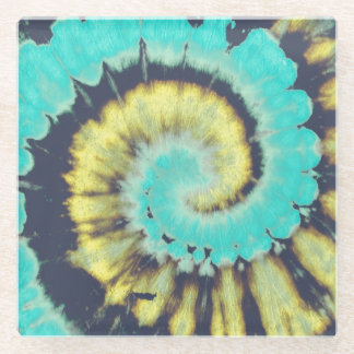Dessous-de-verre En Verre Spirale turquoise : Grunge Hippie Texture.