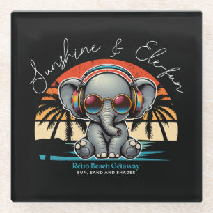 Dessous-de-verre En Verre Spring Sunshine and Ele-fun Retro Beach Getaway