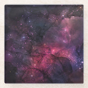 Dessous-de-verre En Verre Starry Stars Espace extra-atmosphérique Galaxy Mot
