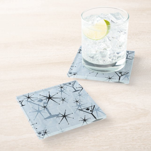 Dessous-de-verre En Verre Stars Retro Blue Martini (Incliné)