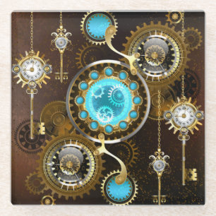 Dessous-de-verre En Verre Steampunk Rusty Background