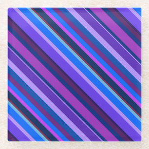 Dessous-de-verre En Verre stripes en bleu et purple