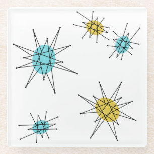 Dessous-de-verre En Verre Style moderne de la moitié du siècle, Starburst