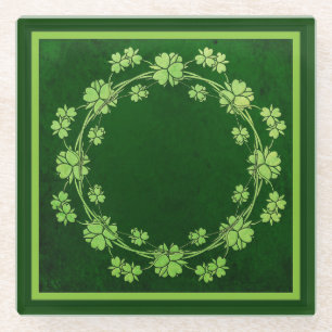 Dessous-de-verre En Verre Style Vintage Celtique  vert de couronne de trèfle