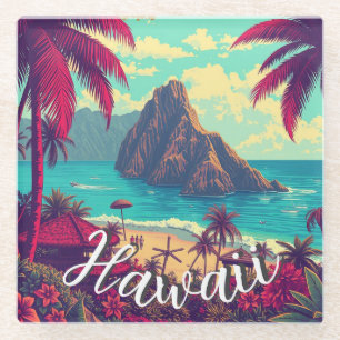 Dessous-de-verre En Verre Style vintage Hawaiian Travel Honolulu Mid-Pacific