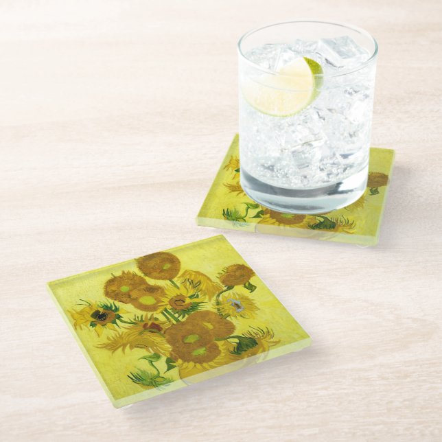 Dessous-de-verre En Verre Sunflowers Vincent van Gogh (Incliné)