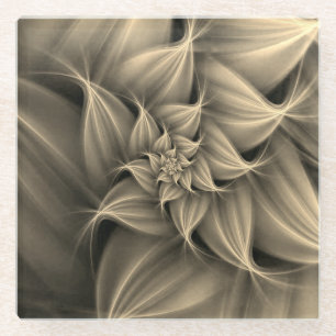 Dessous-de-verre En Verre Superbe fleur d'or fractale 