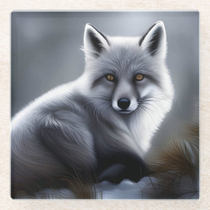 Dessous-de-verre En Verre Superbe Renard Artique