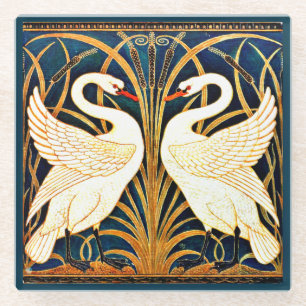 Dessous-de-verre En Verre Swan et Rush et Iris