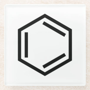 DESSOUS-DE-VERRE EN VERRE SYMBOLE D'ANNEAU BENZENE