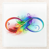 Symbole d'infini avec plume arc-en-ciel