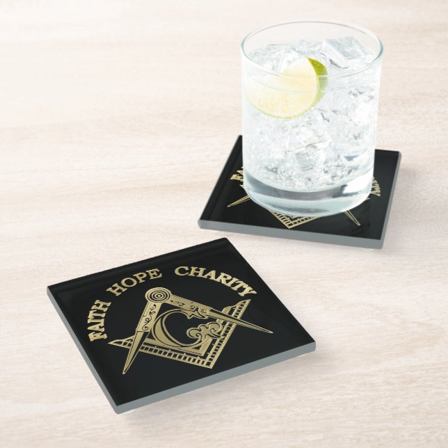 Dessous-de-verre En Verre Symbole maçonnique (Incliné)