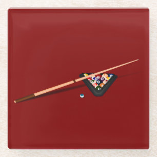 Dessous-de-verre En Verre Table de billard Maroon