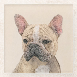 Dessous-de-verre En Verre Tableau Français Bulldog (Sable) - Joli Original D