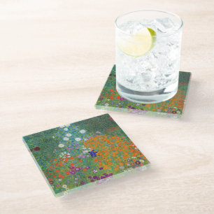 Dessous-de-verre En Verre Tableau Jardin Fleur Gustav Klimt