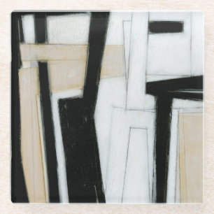 Dessous-de-verre En Verre Tableau noir et blanc Abstrait