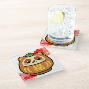 Dessous-de-verre En Verre Tanuki japonais kawaii