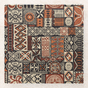 Dessous-de-verre En Verre Tapa hawaïen : Patchwork tribal