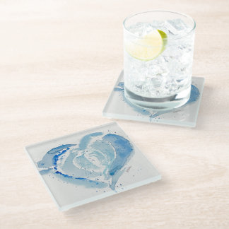 Dessous-de-verre En Verre Tapis de cœur bleu