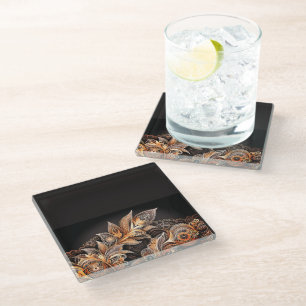 Dessous-de-verre En Verre Tapis de marbre blanc et or de luxe – Élégante est