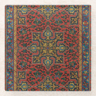 Dessous-de-verre En Verre Tapis Persan Rouge Bleu Classique