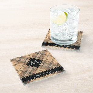 Dessous-de-verre En Verre Tartan beige et Brown