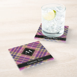 Dessous-de-verre En Verre Tartan rose, or et bleu