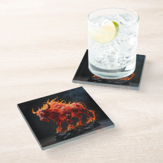 Dessous-de-verre En Verre Taureau de feu mythique