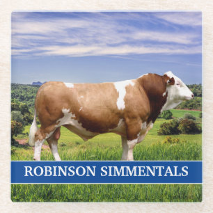Dessous-de-verre En Verre Taureau Simmental dans le pâturage 