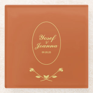Dessous-de-verre En Verre Terracotta et Mariage d'or