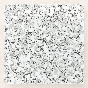 Dessous-de-verre En Verre Terrazzo blanc moderne