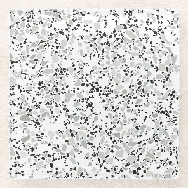 Dessous-de-verre En Verre Terrazzo blanc moderne (Devant)