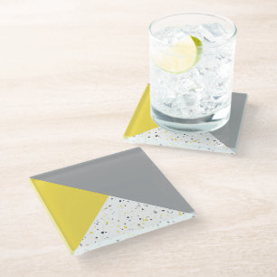 Dessous-de-verre En Verre Terrazzo gris jaune moderne