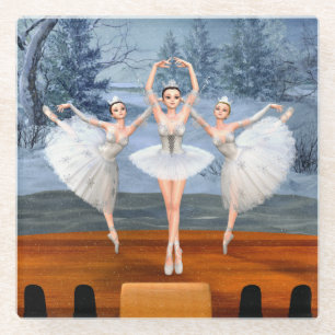 Dessous-de-verre En Verre Terre des ballerines de danse de neige