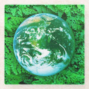 Dessous-de-verre En Verre Terre verte - conscience écologique